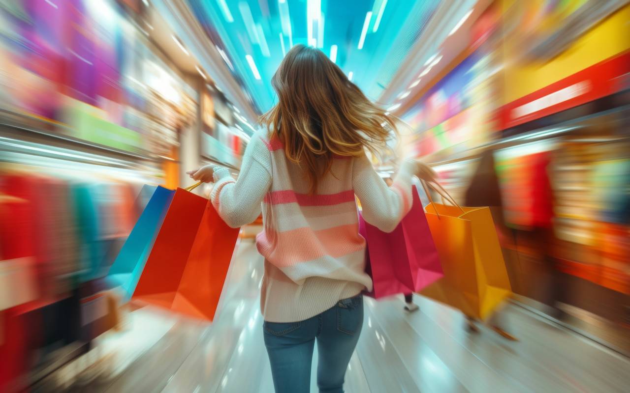 Black Friday 2024 - Frau im Shoppingwahn