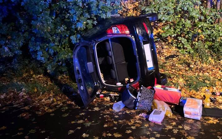 Verunfallt: Ein Hyundai am Südring