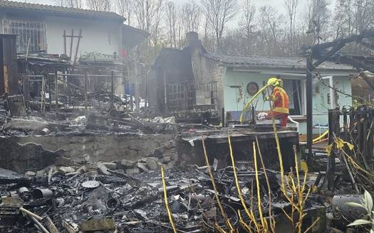 Die Einsatzstelle in der Kleingartenanlage "In der Leibeck". (Foto: Feuerwehr Heiligenhaus)