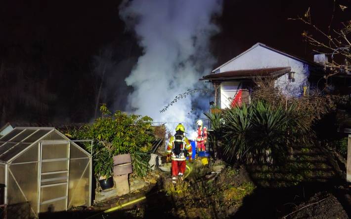 Die Einsatzstelle in der Kleingartenanlage "In der Leibeck". (Foto: Feuerwehr Heiligenhaus)