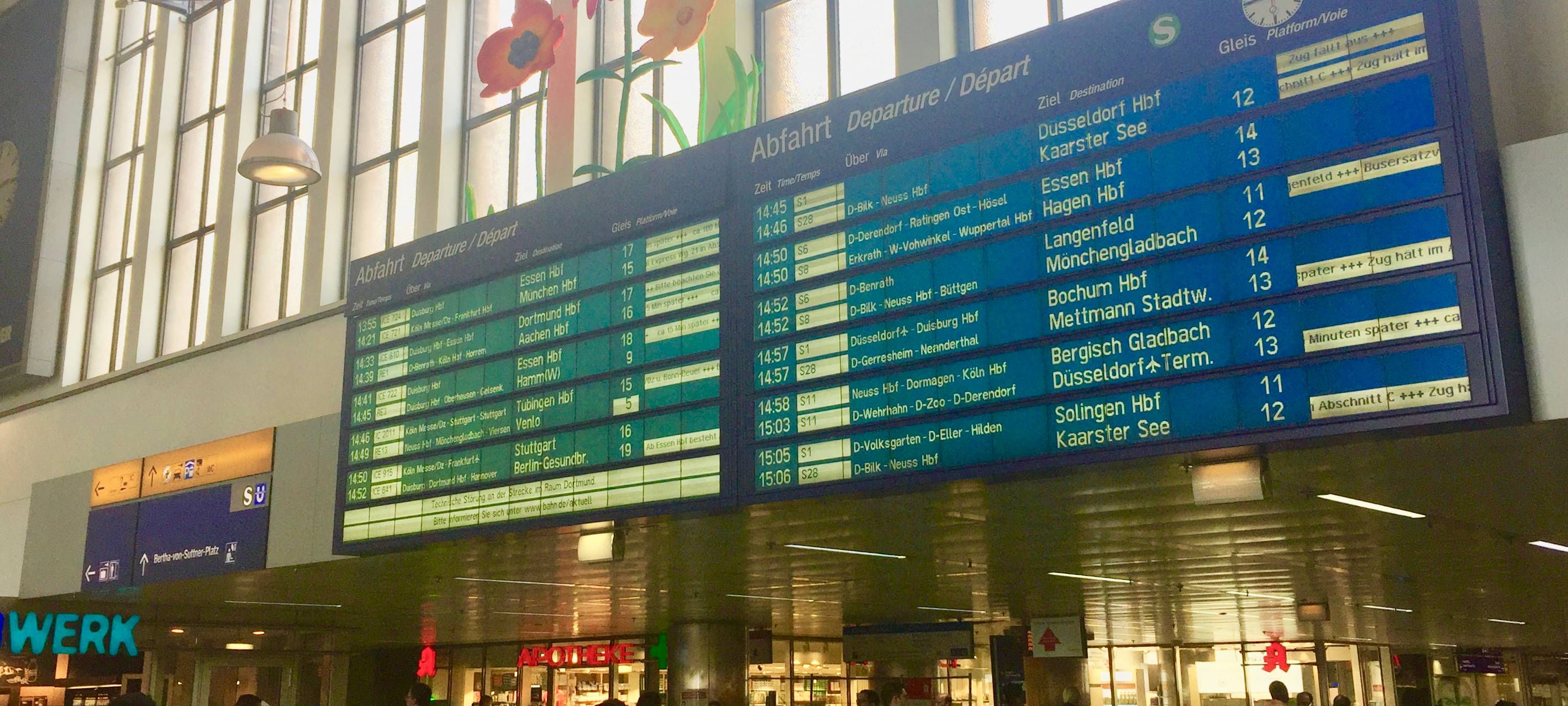 Herrenloser Rucksack behindert Zugverkehr am Düsseldorfer Hbf