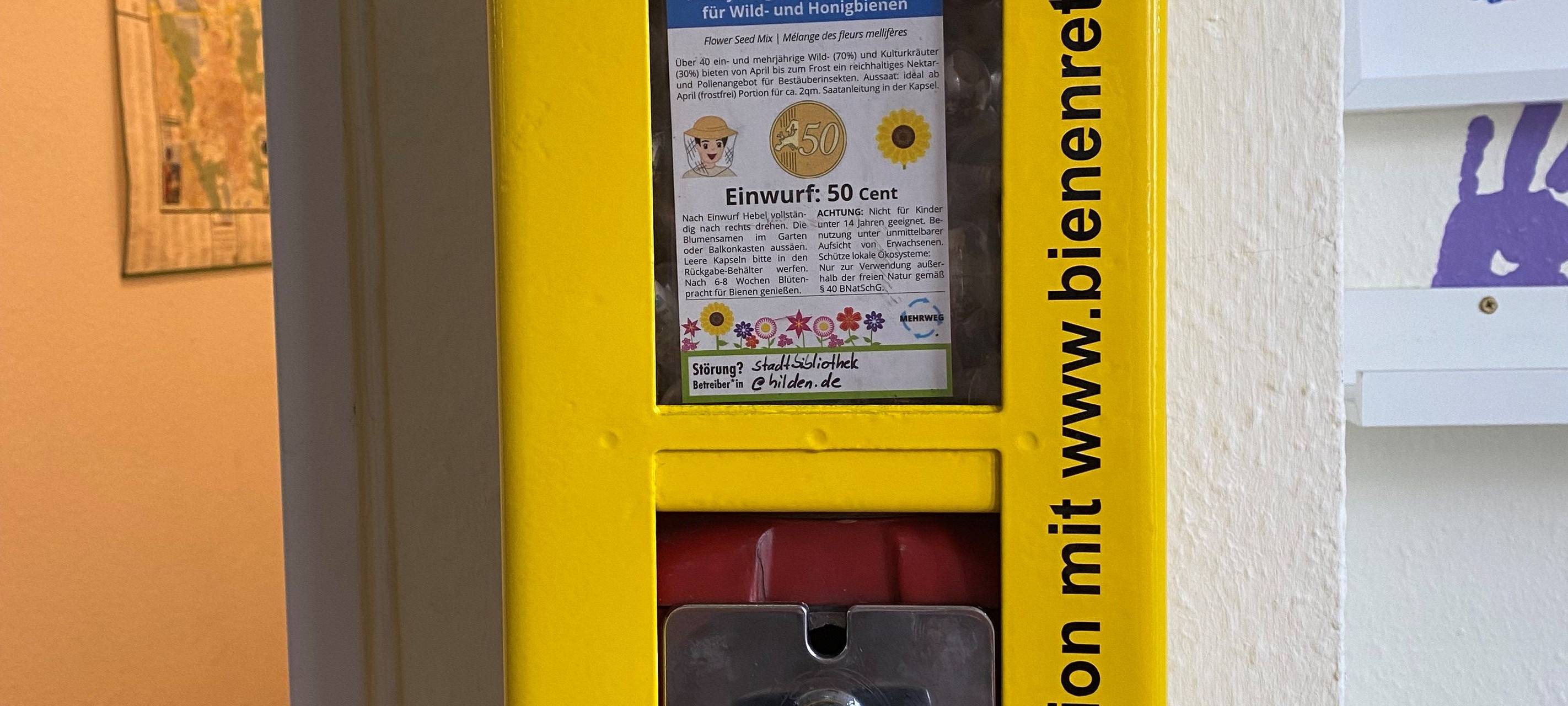 Bienenfutterautomat in der Hildener Bücherei