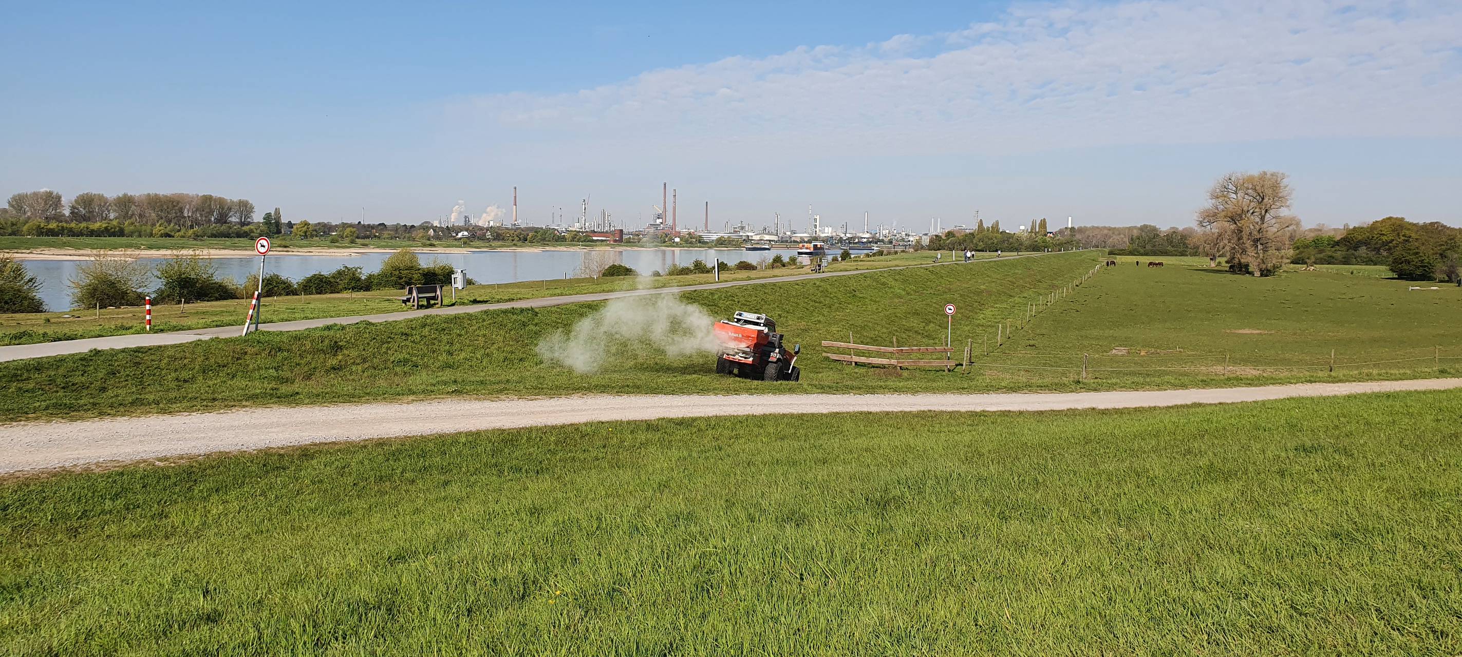 Monheimer Rheindeich wird gekalkt