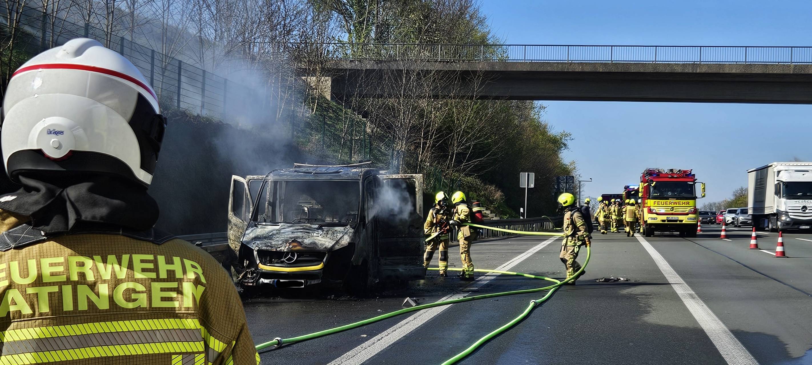 Abschleppwagen auf A3 abgebrannt