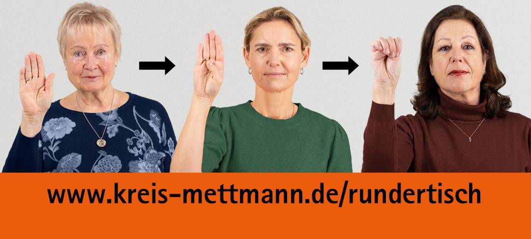 SOS-Handzeichen bei "One Billion Rising" am Mittwoch in Heiligenhaus