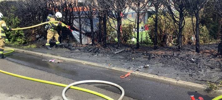Brandbekämpfung beim Heckenbrand (2)