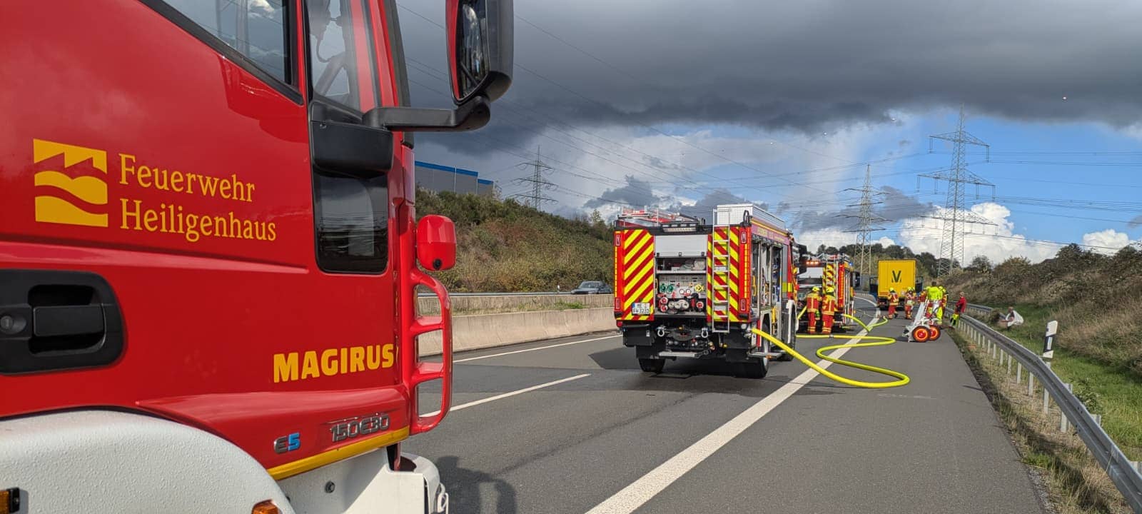 Lkw-Brand auf der A44 in Heiligenhaus