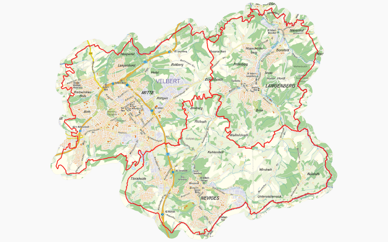 Velbert Maps Velbert Stadtteile Karte _ MICHELIN-Landkarte Langenberg – MILERH