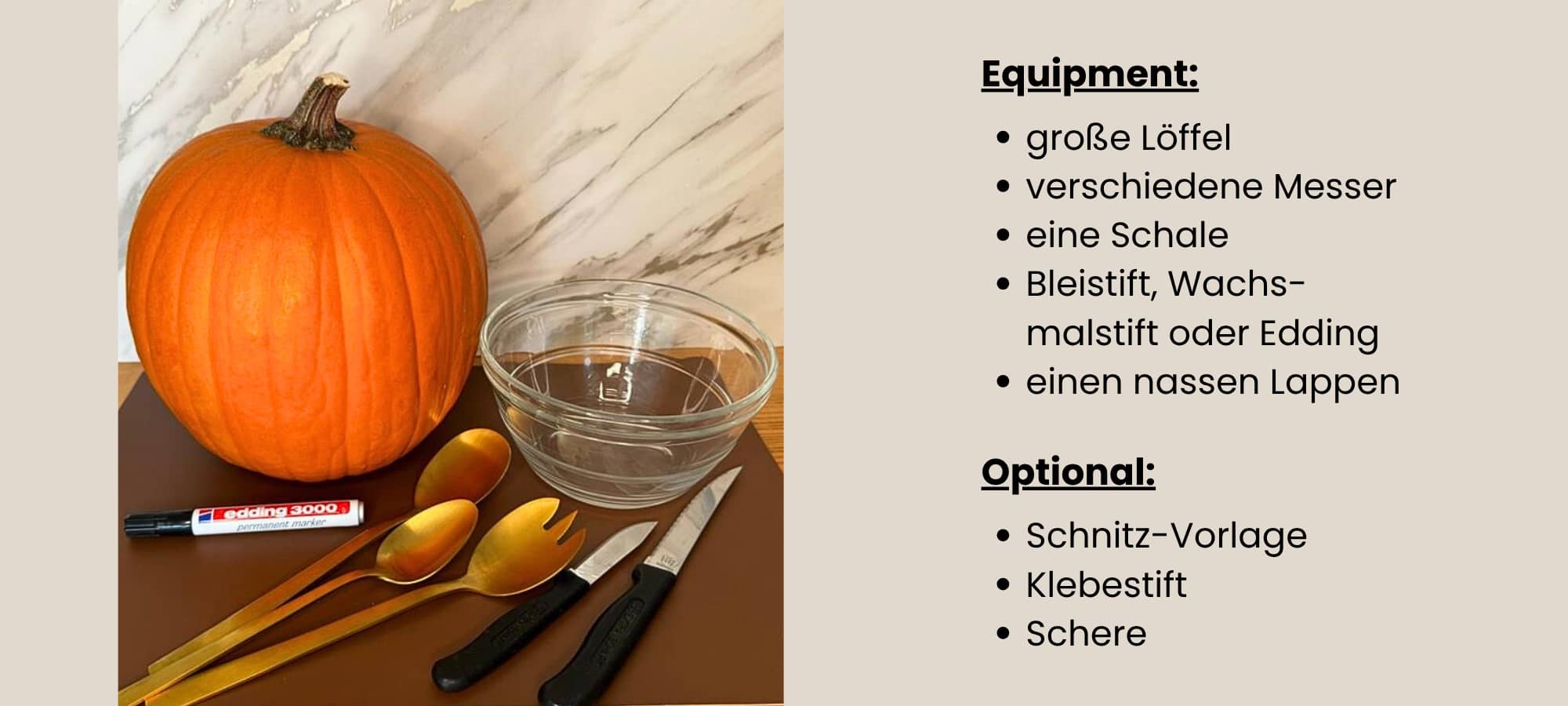 Kürbis-Schnitzen leicht gemacht: Was brauche ich zum Kürbis-Schnitzen? Aufzählung des Equipments