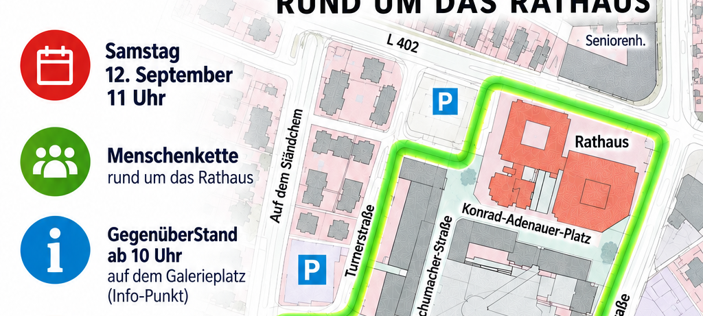 Menschenkette um das Langenfelder Rathaus am Samstag
