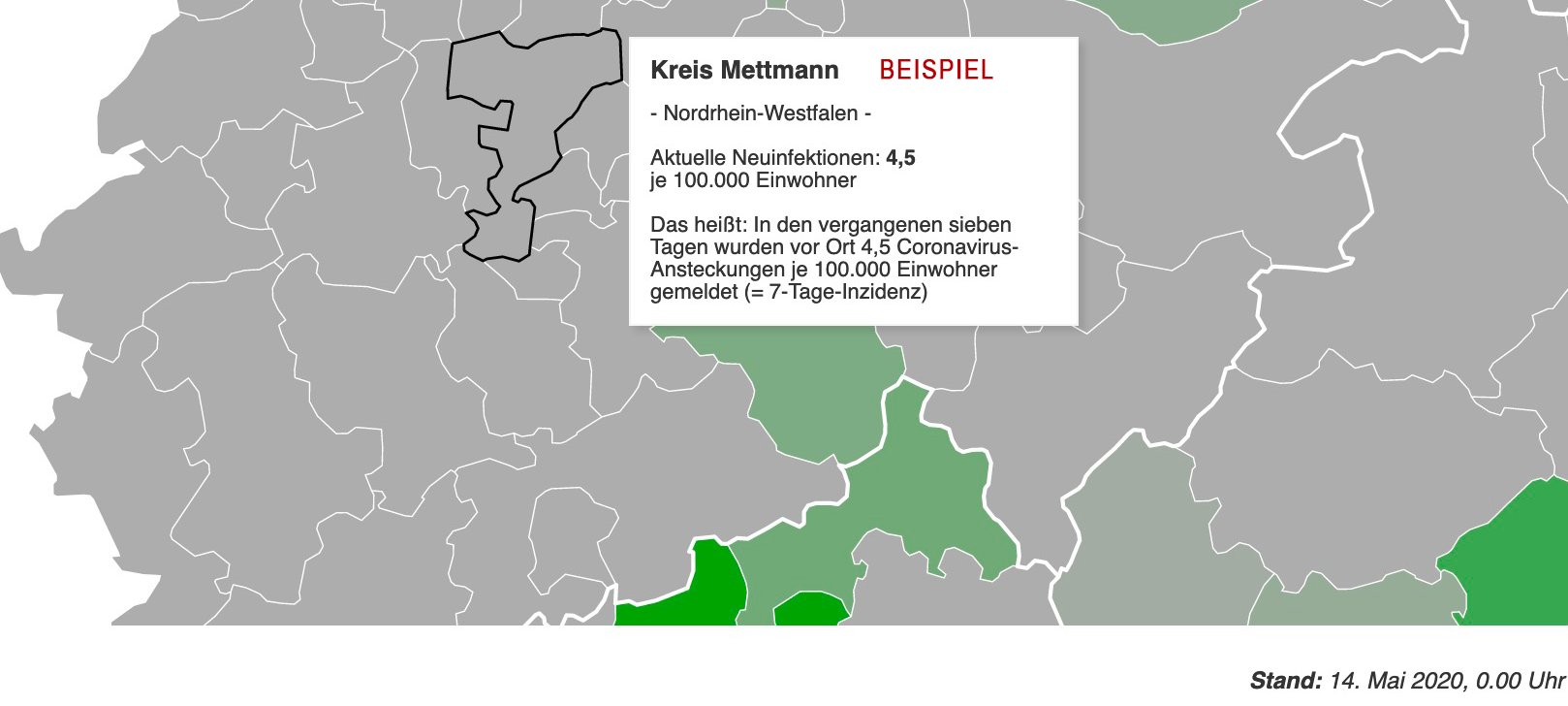 Übersicht: Neuinfektionen - 7 Tage pro 100.000 Einwohner für alle Landkreise und kreisfreie Städte